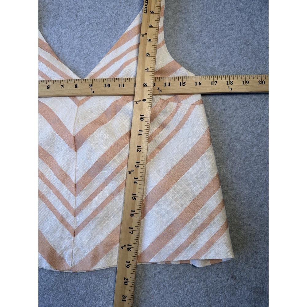 Anthropologie HD In Paris Linen Blend Tank Top Peach Cream Crop Elegant Size 2 - Picture 9 of 9